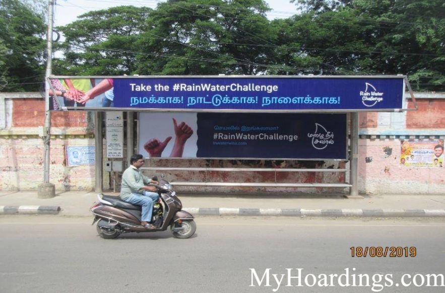 Bus Stop Ads at Medavakkam Mental Hospital Bus Stop in Chennai, Best Hoardings advertising company in Chennai